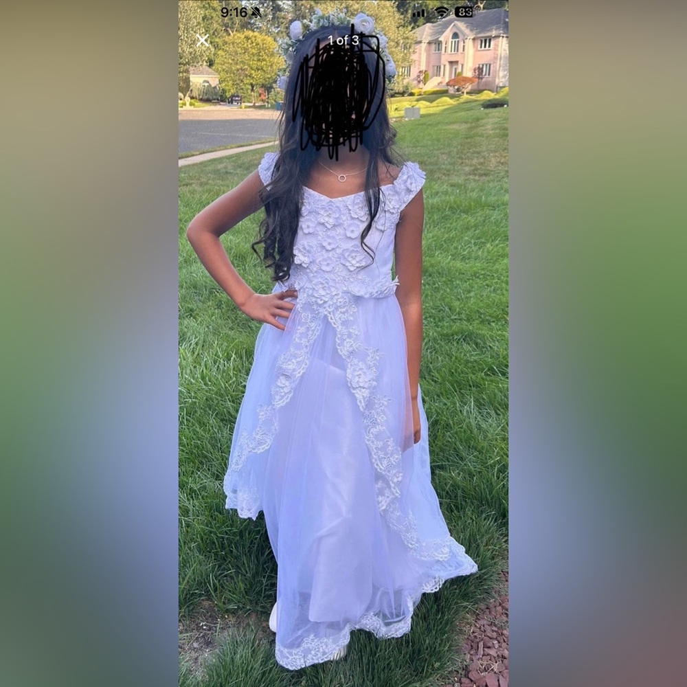 Elegant White Lace Kids Dress